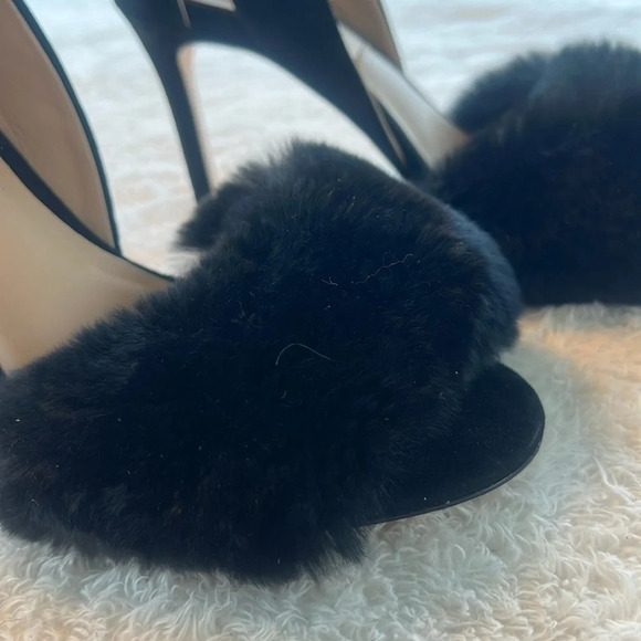 Antonio Melani Sz 8.5 Kayleigh Black Women Stiletto Fluffy Rabbit Fur Heels NWT - Picture 3 of 16